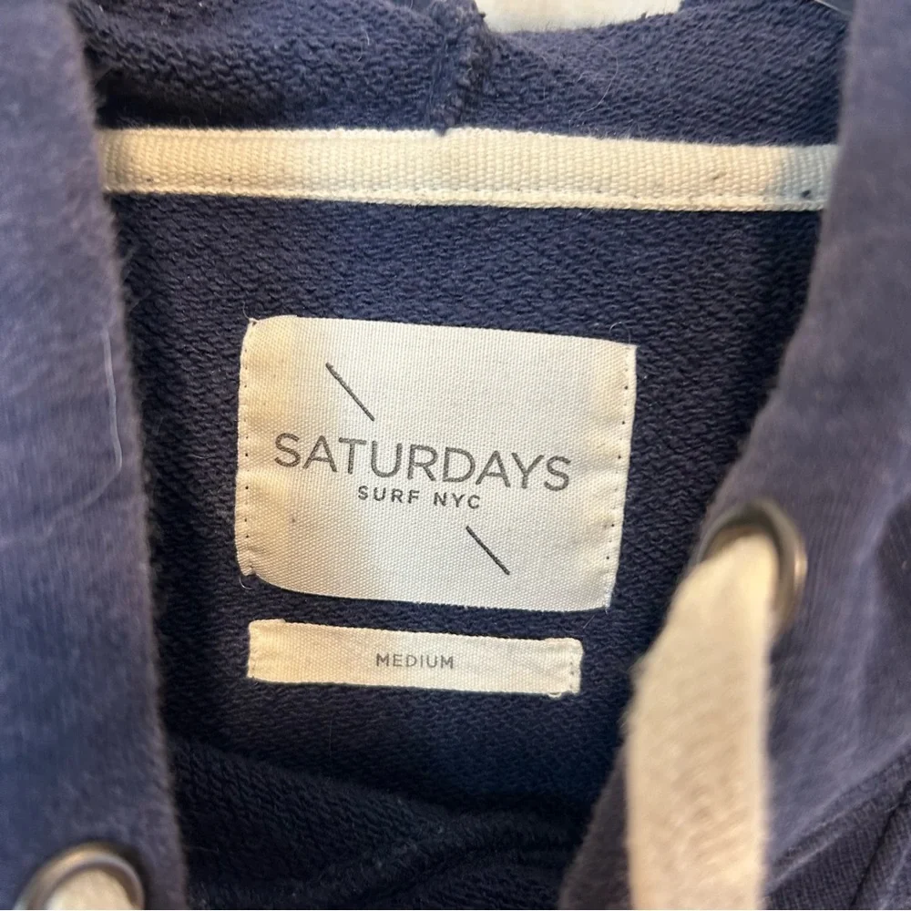 Saturdays Surf NYC Navy Kangaroo Pocket Hoodie Men Size Medium EUC
